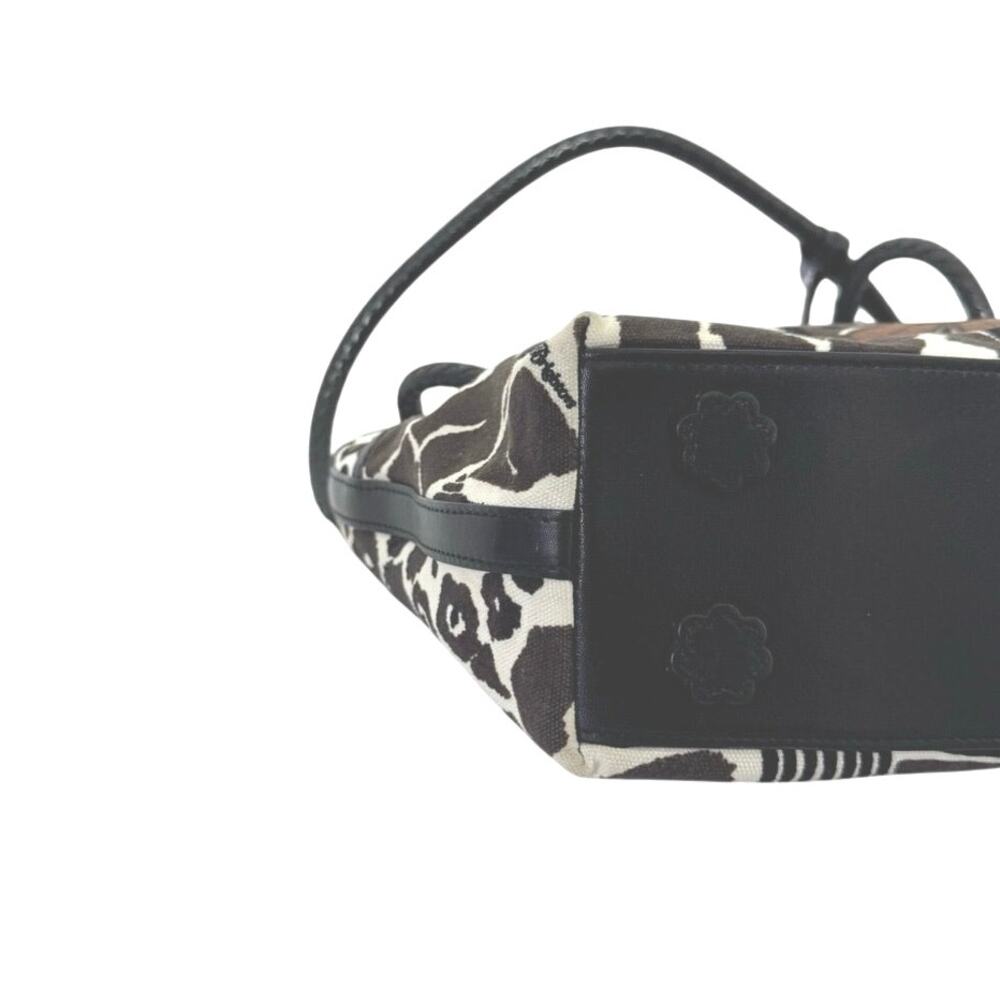 Brighton Liliana Animal Print Canvas Tote Bag Black Leather Trim Silver Hardware - Picture 7 of 12
